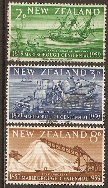 New Zealand 1959 Marlborough Province Centenary Set. SG772-SG774